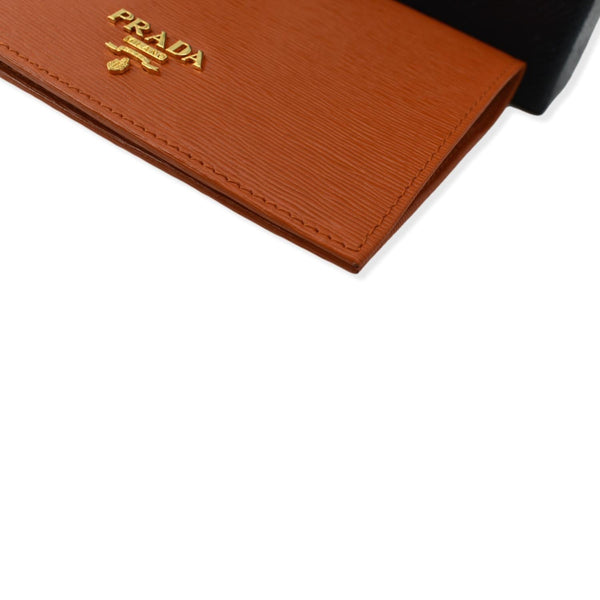 PRADA Vitello Move Bifold Leather Compact Wallet Papaya