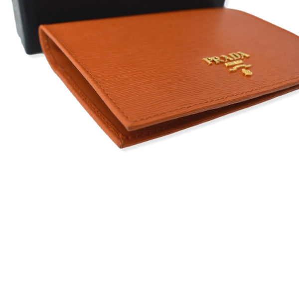 PRADA Vitello Move Bifold Leather Compact Wallet Papaya