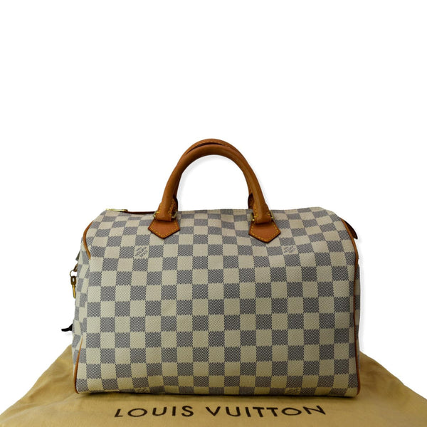 LOUIS VUITTON Speedy 30 Damier Azur Satchel Bag White