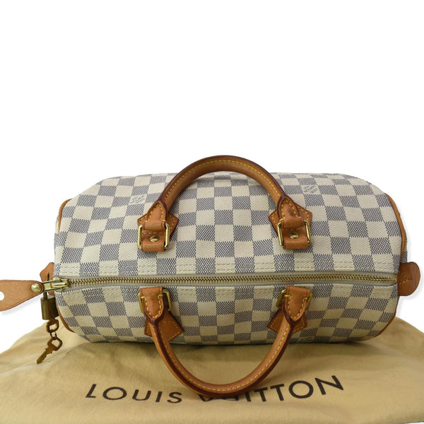 LOUIS VUITTON Speedy 30 Damier Azur Satchel Bag White