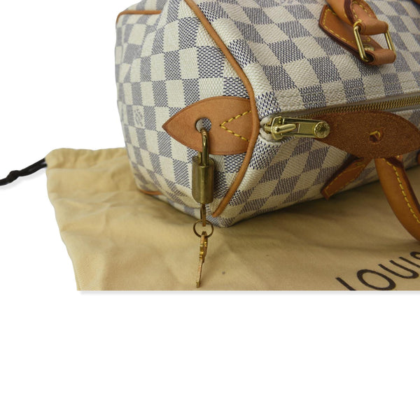 LOUIS VUITTON Speedy 30 Damier Azur Satchel Bag White