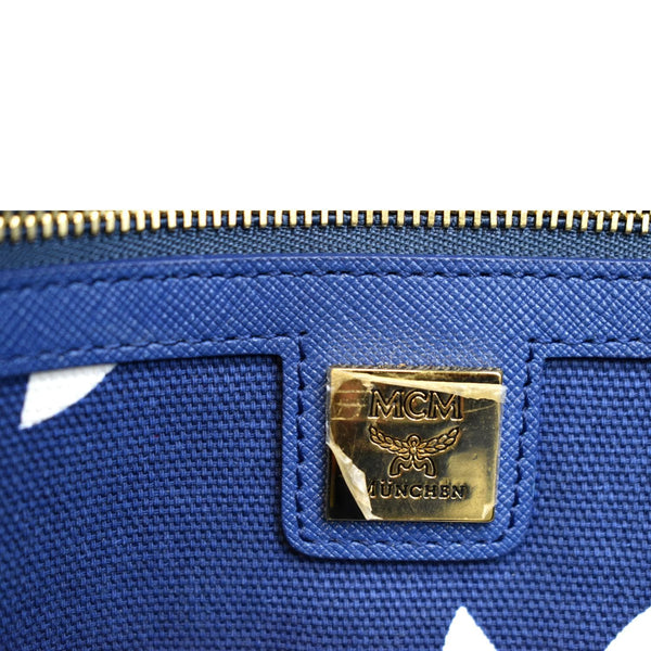 MCM Medium Palm Tree Visetos Coated Canvas Backpack Blue