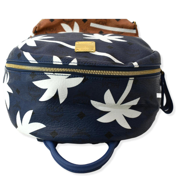MCM Medium Palm Tree Visetos Coated Canvas Backpack Blue