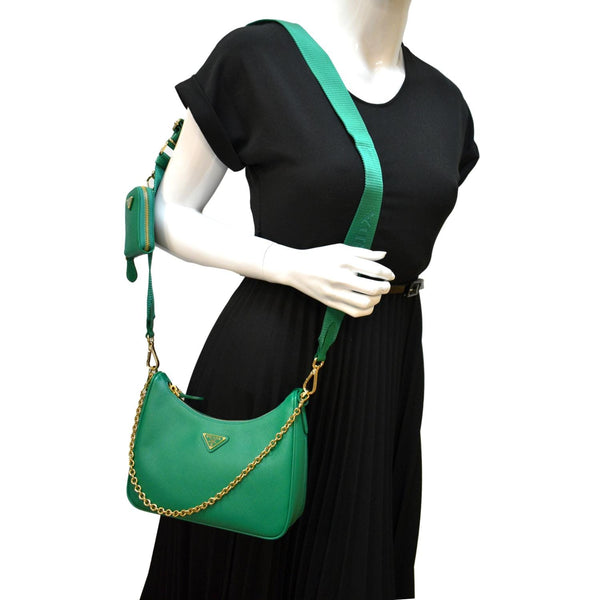 PRADA Re-Edition 2005 Saffiano Leather Shoulder Bag Green