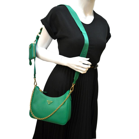 PRADA Re-Edition 2005 Saffiano Leather Shoulder Bag Green