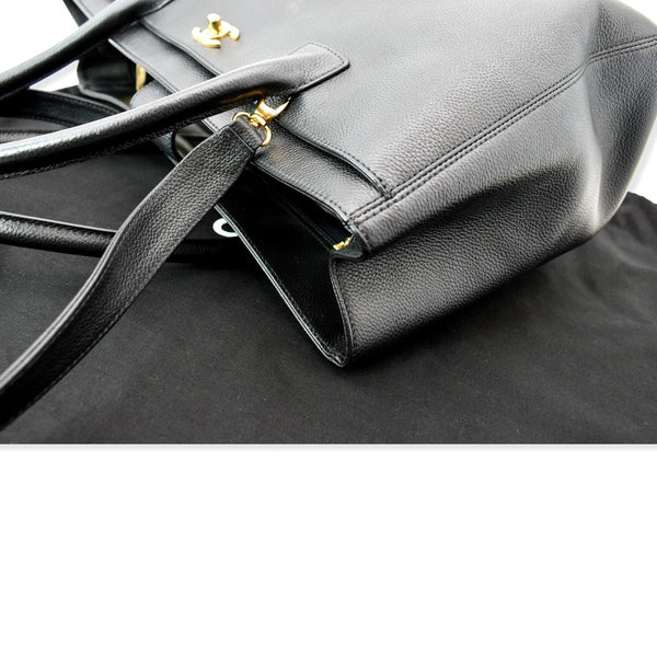 CHANEL Cerf Executive Leather Shopper Tote Bag Black
