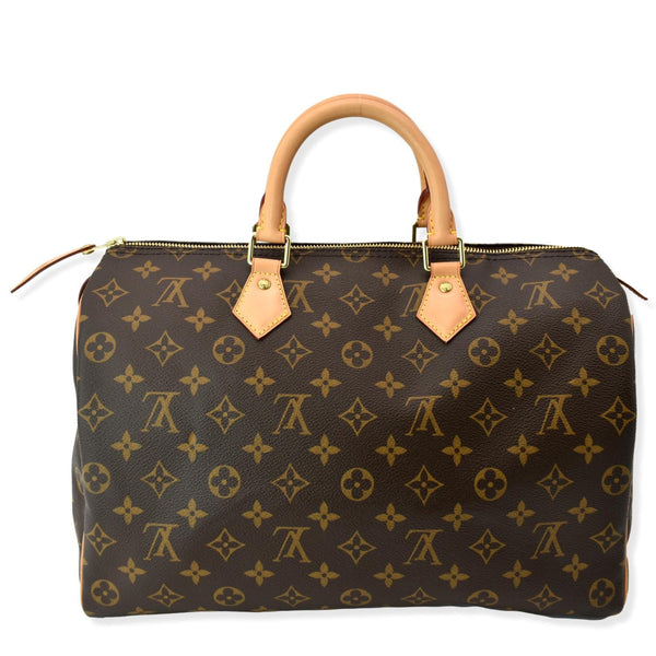 Louis Vuitton Speedy 35 Monogram Canvas Satchel Bag Brown