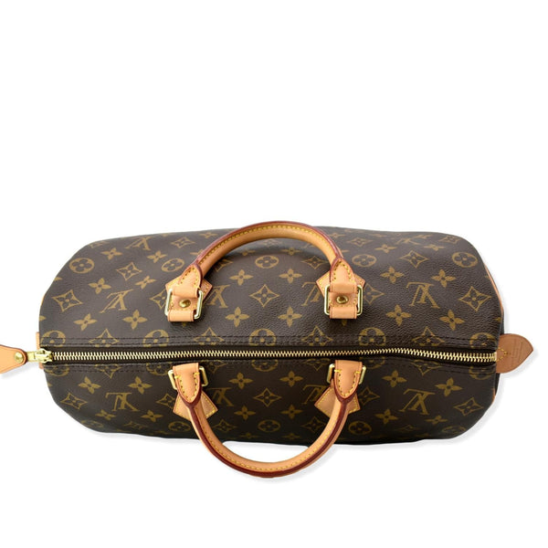 Louis Vuitton Speedy 35 Monogram Canvas Satchel Bag Brown