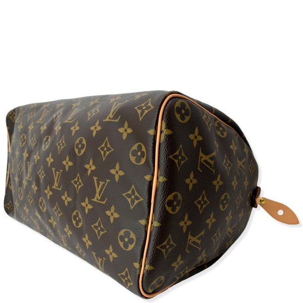 Louis Vuitton Speedy 35 Monogram Canvas Satchel Bag Brown