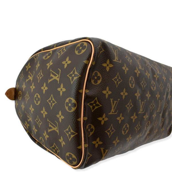 Louis Vuitton Speedy 35 Monogram Canvas Satchel Bag Brown