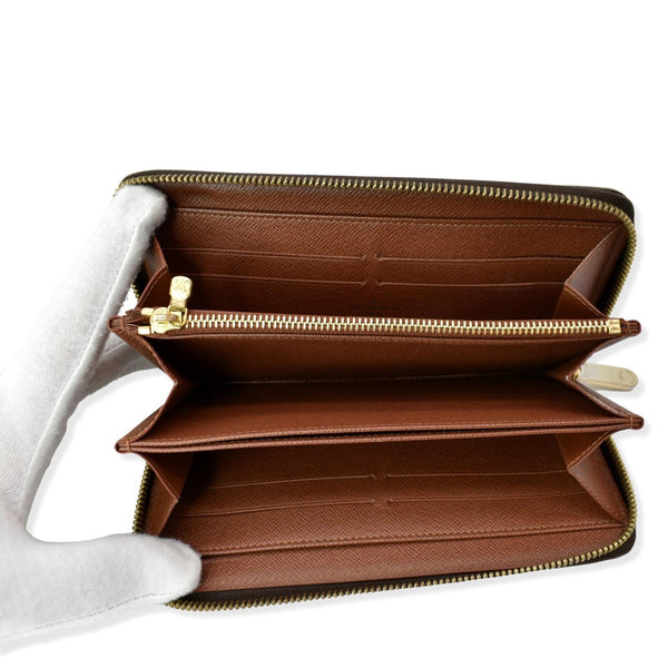 LOUIS VUITTON Zip Around Monogram Canvas Wallet Brown