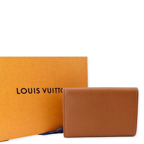 LOUIS VUITTON Lockmini Calfskin Leather Card Case Wallet Brown