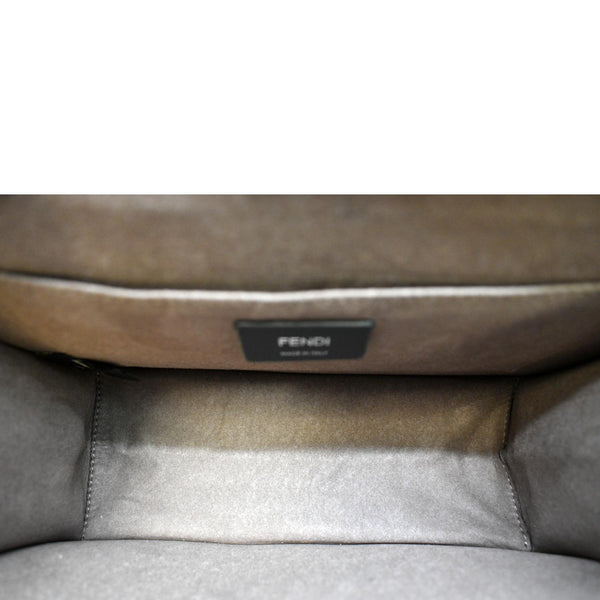 FENDI Kan I F Logo Python Leather Shoulder Bag Black