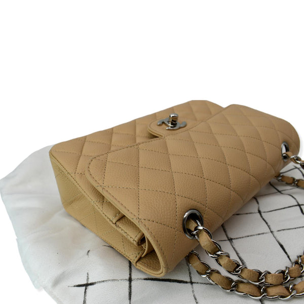 CHANEL Classic Double Flap Medium Leather Shoulder Bag Camel Beige