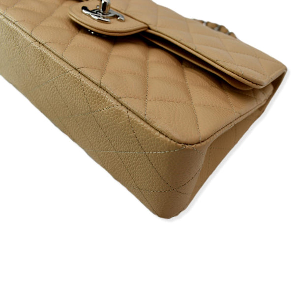 CHANEL Classic Double Flap Medium Leather Shoulder Bag Camel Beige