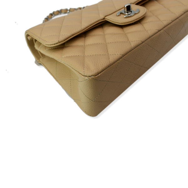 CHANEL Classic Double Flap Medium Leather Shoulder Bag Camel Beige