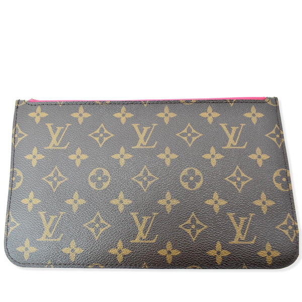 LOUIS VUITTON Neverfull Monogram Canvas Pochette Wristlet Pouch Brown