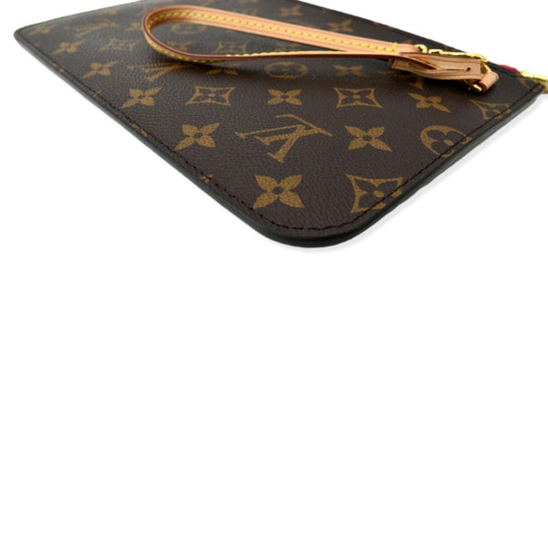 LOUIS VUITTON Neverfull Monogram Canvas Pochette Wristlet Pouch Brown