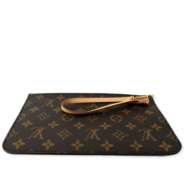 LOUIS VUITTON Neverfull Monogram Canvas Pochette Wristlet Pouch Brown