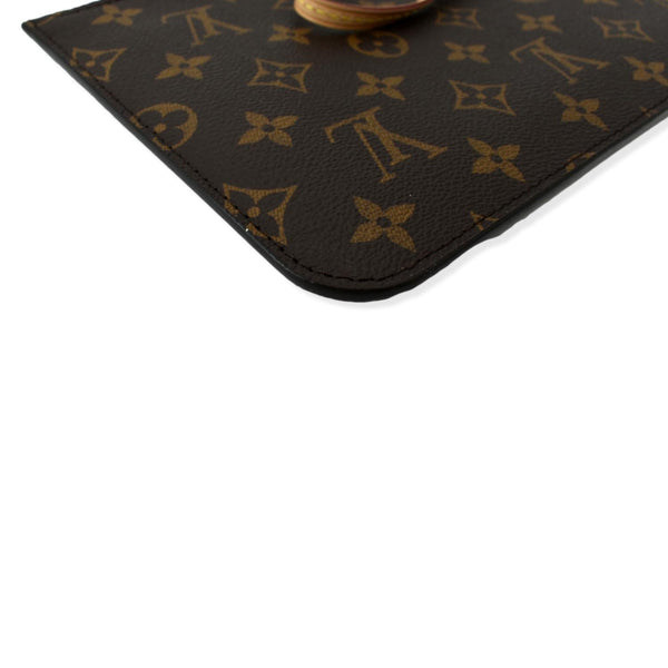 LOUIS VUITTON Neverfull Monogram Canvas Pochette Wristlet Pouch Brown
