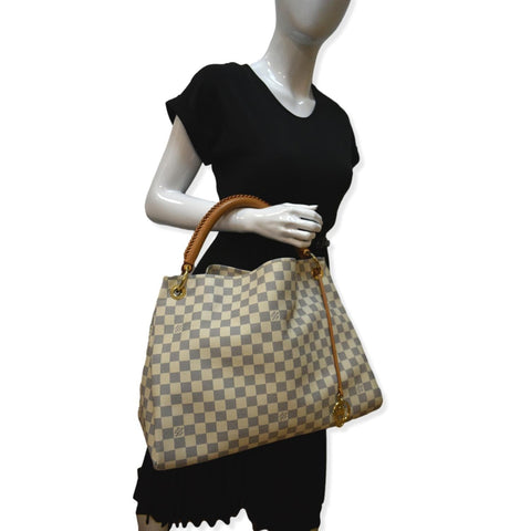 LOUIS VUITTON Artsy MM Damier Azur Hobo Bag White