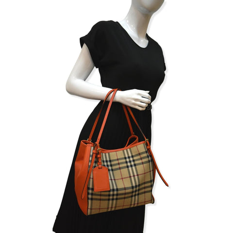 BURBERRY Canterbury Haymarket Check Tote Bag Multicolor