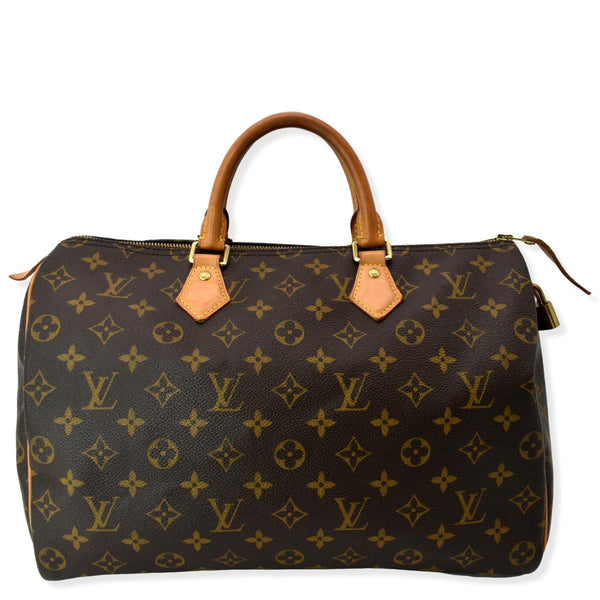 LOUIS VUITTON Speedy 35 Monogram Canvas Satchel Bag Brown