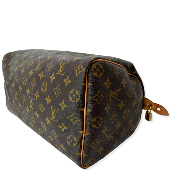 LOUIS VUITTON Speedy 35 Monogram Canvas Satchel Bag Brown