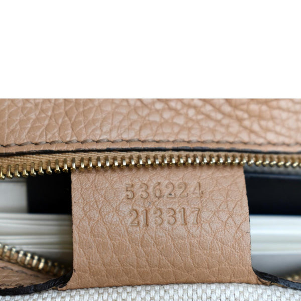 GUCCI Soho GG Flap Leather Chain Crossbody Bag Rose Beige 536224