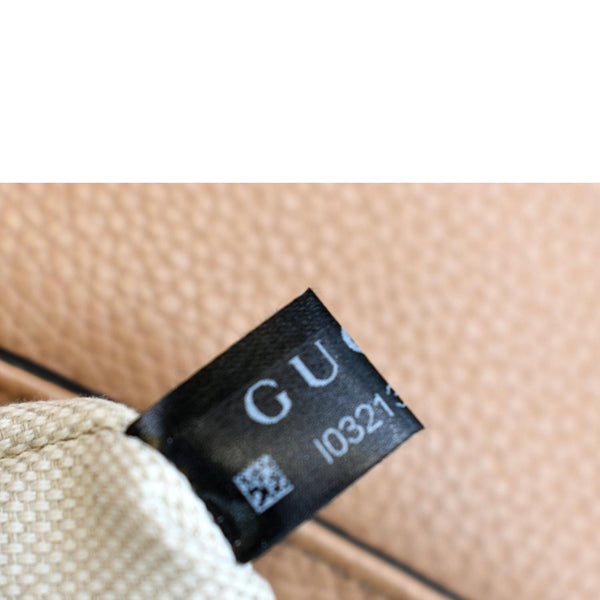 GUCCI Soho GG Flap Leather Chain Crossbody Bag Rose Beige 536224