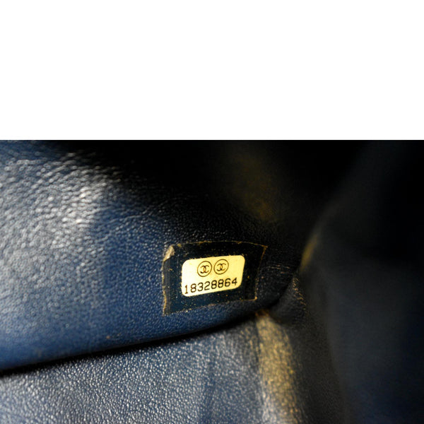 CHANEL Classic Maxi Double Flap Quilted Patent Leather Shoulder Bag Marine