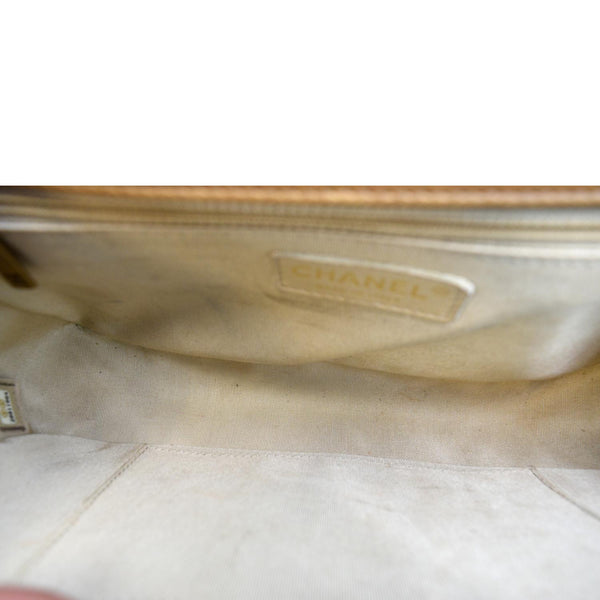 CHANEL Medium Boy Flap Leather Shoulder Bag Beige