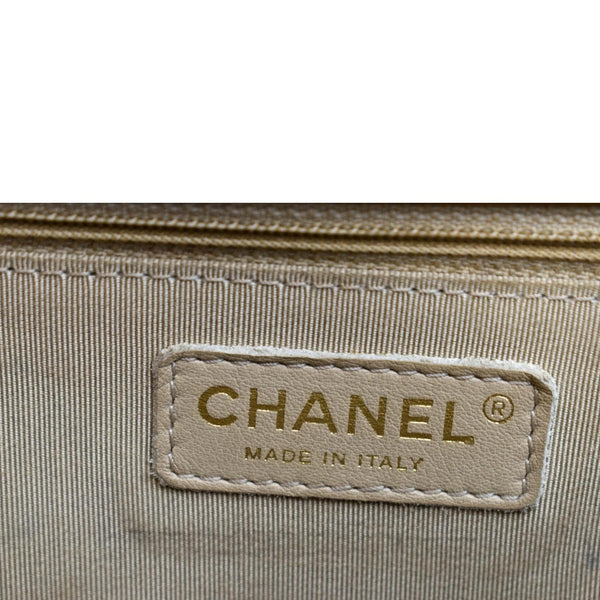 CHANEL Medium Boy Flap Leather Shoulder Bag Beige