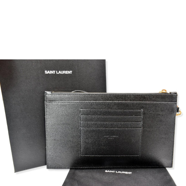 YVES SAINT LAURENT Matelasse Large Bill Monogram Pouch Black