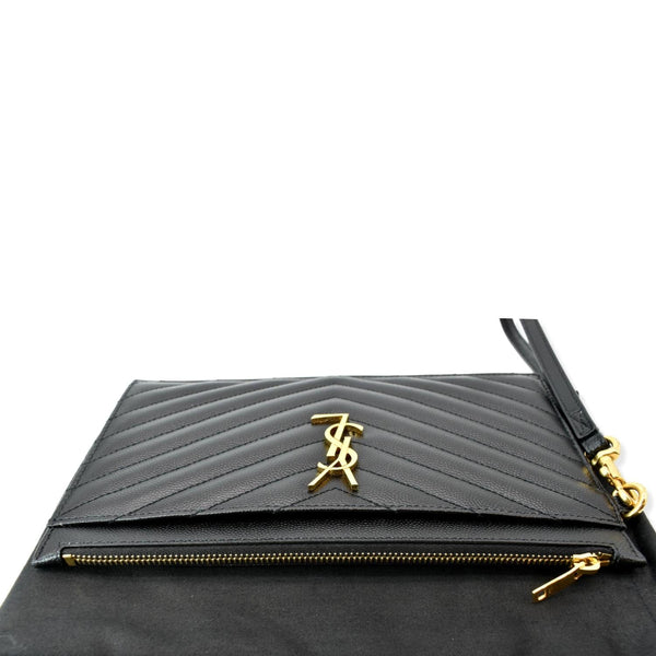 YVES SAINT LAURENT Matelasse Large Bill Monogram Pouch Black