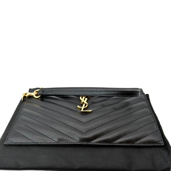 YVES SAINT LAURENT Matelasse Large Bill Monogram Pouch Black