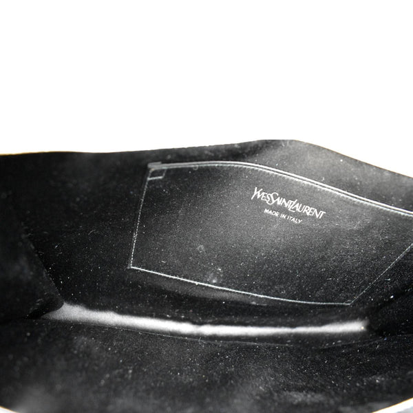 YVES SAINT LAURENT Belle de Jour Leather Clutch Bag Silver