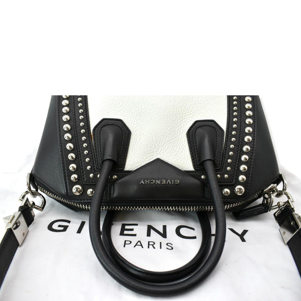 GIVENCHY Studded Antigona Nude Small Calfskin Leather Shoulder Bag Black