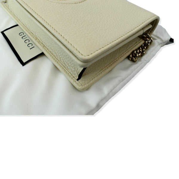 GUCCI Mini Soho Leather Wallet On Chain Crossbody Bag Ivory 598211