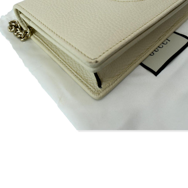 GUCCI Mini Soho Leather Wallet On Chain Crossbody Bag Ivory 598211