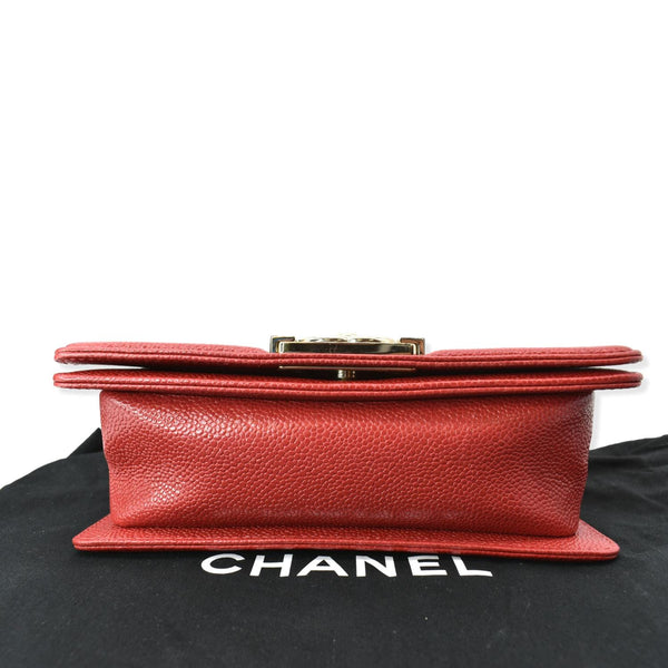 CHANEL Le Boy Small Caviar Leather Shoulder Bag Red
