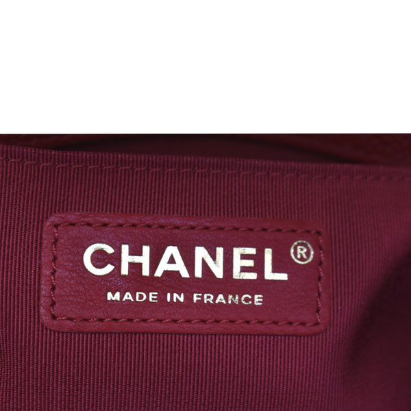 CHANEL Le Boy Small Caviar Leather Shoulder Bag Red