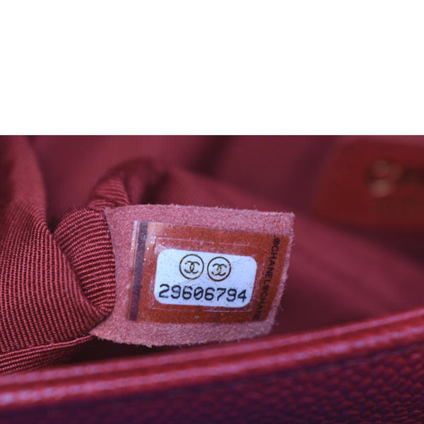 CHANEL Le Boy Small Caviar Leather Shoulder Bag Red