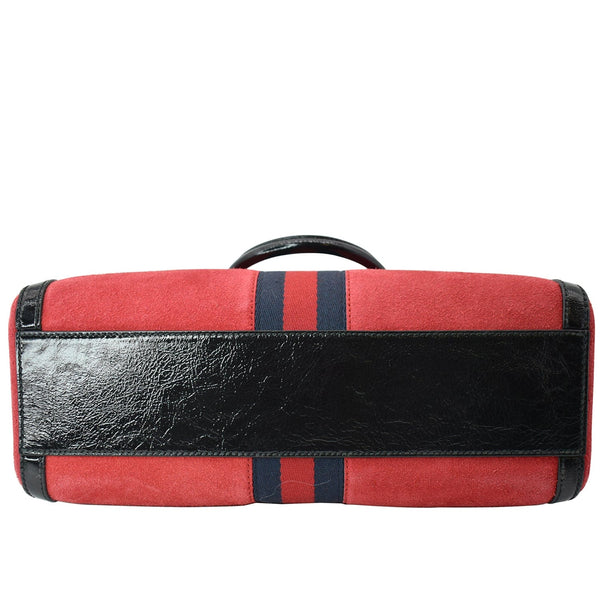 GUCCI Ophidia Medium Suede Top Handle Boston Bag Red 524532