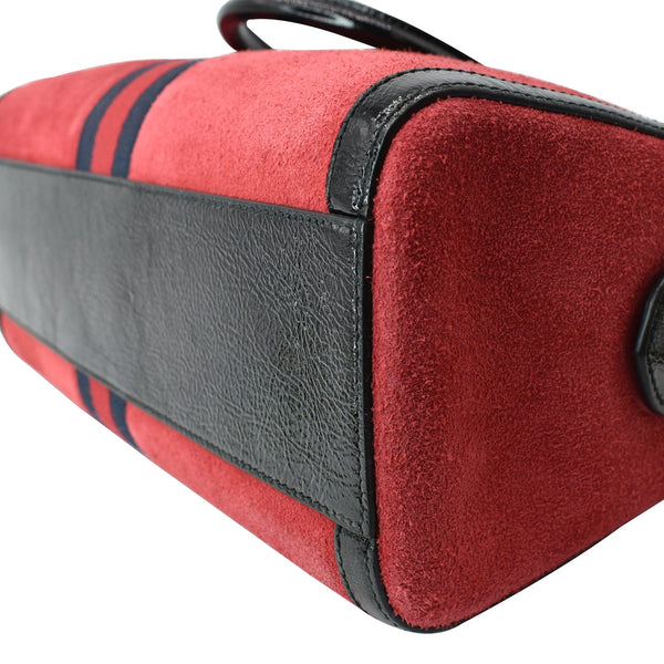 GUCCI Ophidia Medium Suede Top Handle Boston Bag Red 524532