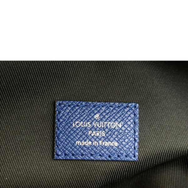 LOUIS VUITTON Discovery Taiga Monogram Leather Backpack Blue