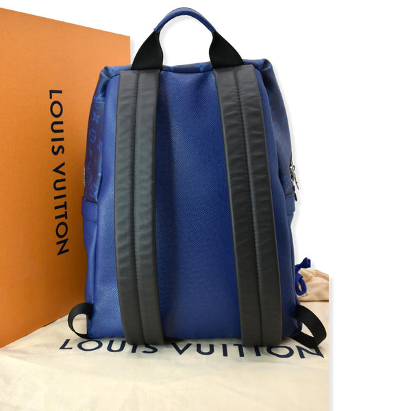LOUIS VUITTON Discovery Taiga Monogram Leather Backpack Blue