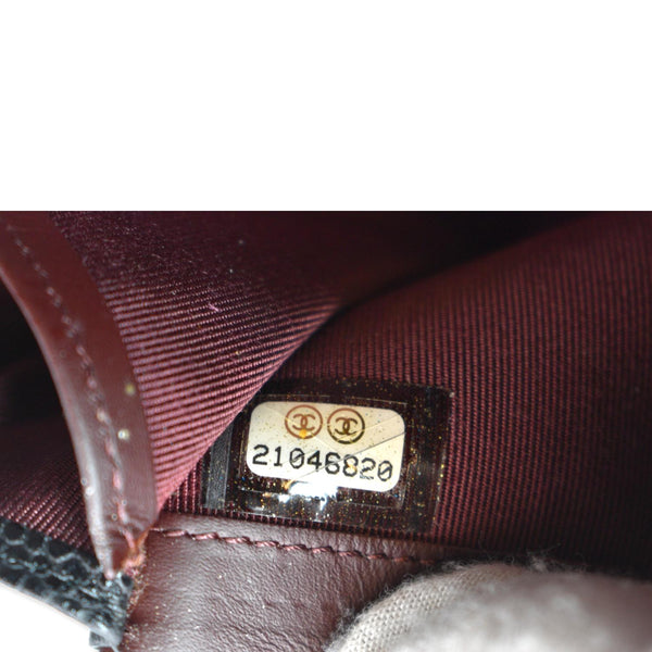 CHANEL Gusset Flap Caviar Leather Wallet Black