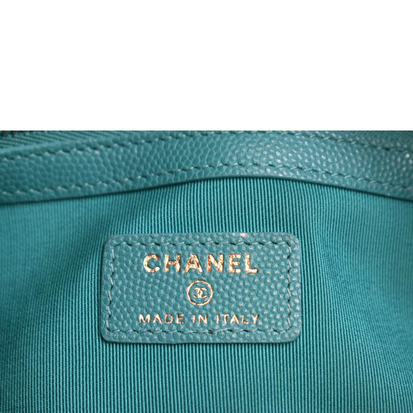 CHANEL O-Case Caviar Leather Zip Pouch Green