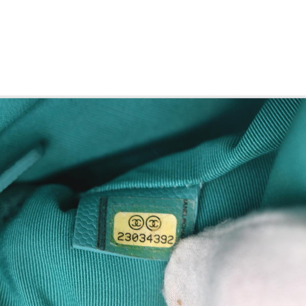 CHANEL O-Case Caviar Leather Zip Pouch Green